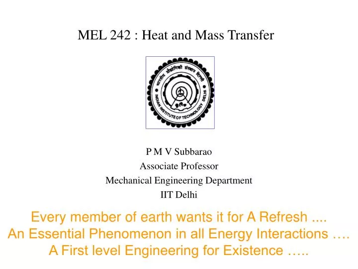 mel 242 heat and mass transfer