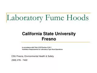 Laboratory Fume Hoods