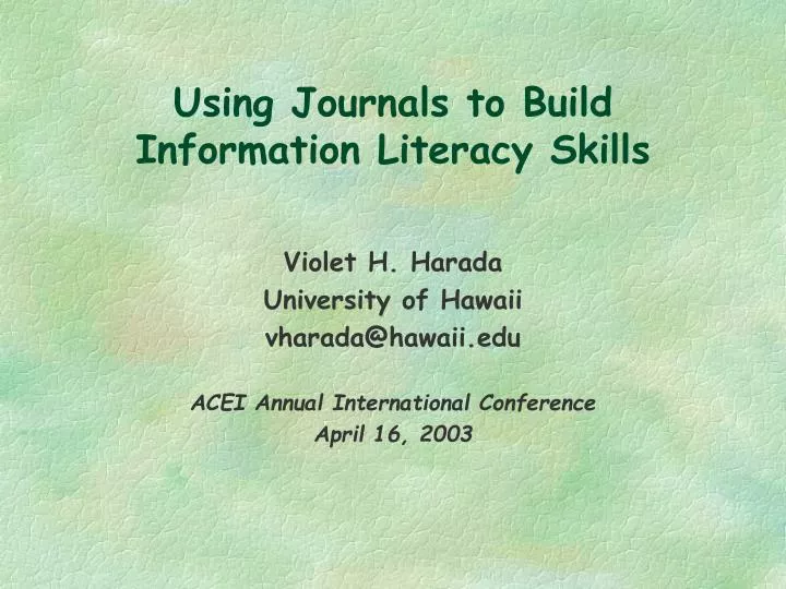 using journals to build information literacy skills