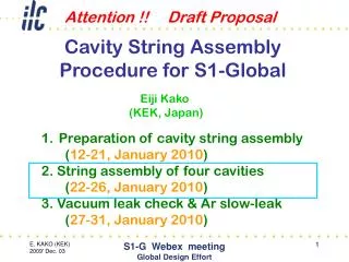 Cavity String Assembly Procedure for S1-Global