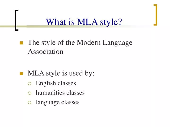what is mla style