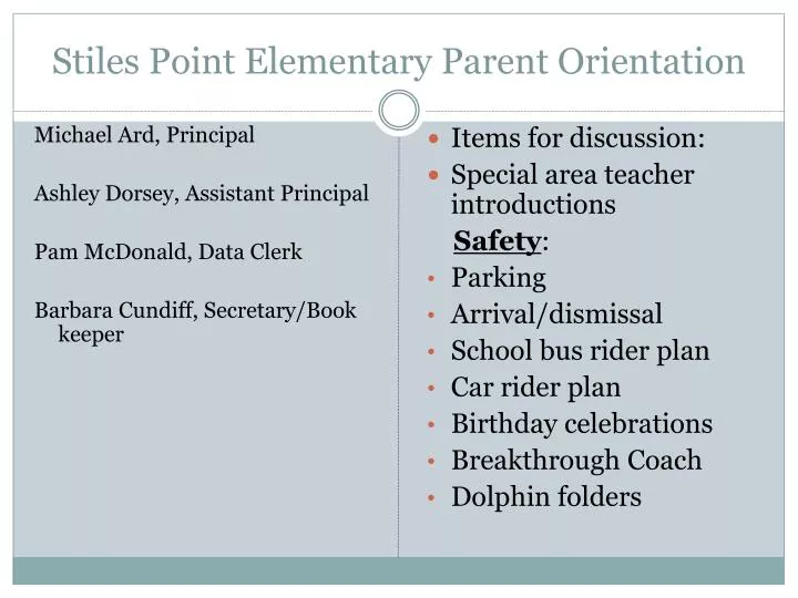 stiles point elementary parent orientation