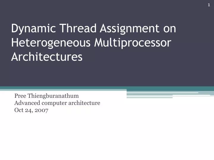 dynamic thread assignment on heterogeneous multiprocessor architectures