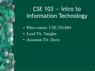 CSE 103 — Intro to Information Technology