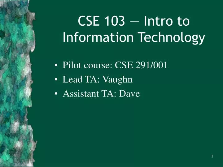 cse 103 intro to information technology