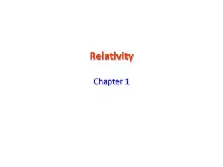 Relativity Chapter 1
