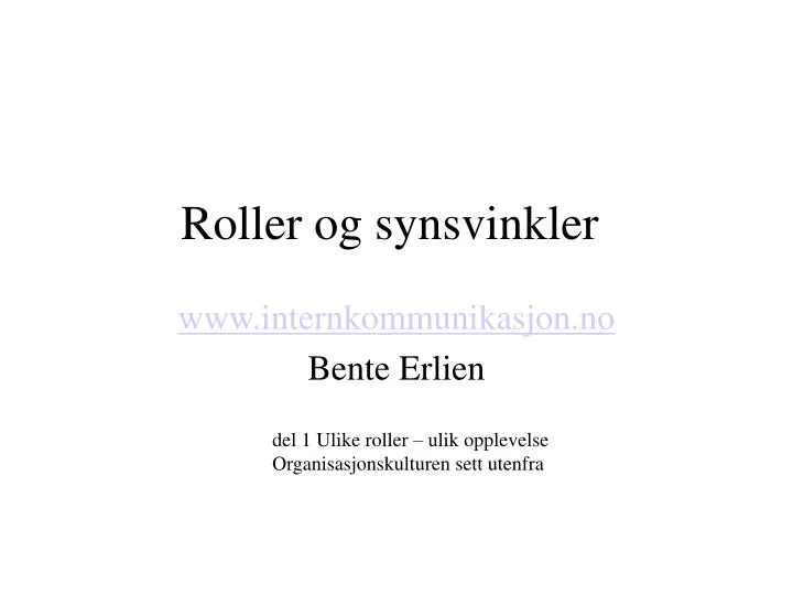 roller og synsvinkler