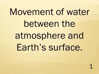 Movement of water between the atmosphere and Earth’s surface.