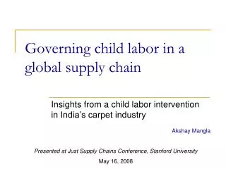 Governing child labor in a global supply chain
