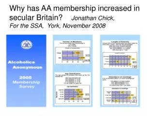 Why has AA membership increased in secular Britain?	 Jonathan Chick,