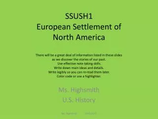 Ms. Highsmith U.S. History