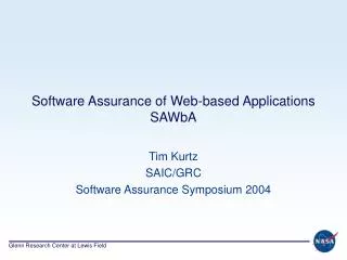Software Assurance of Web-based Applications SAWbA