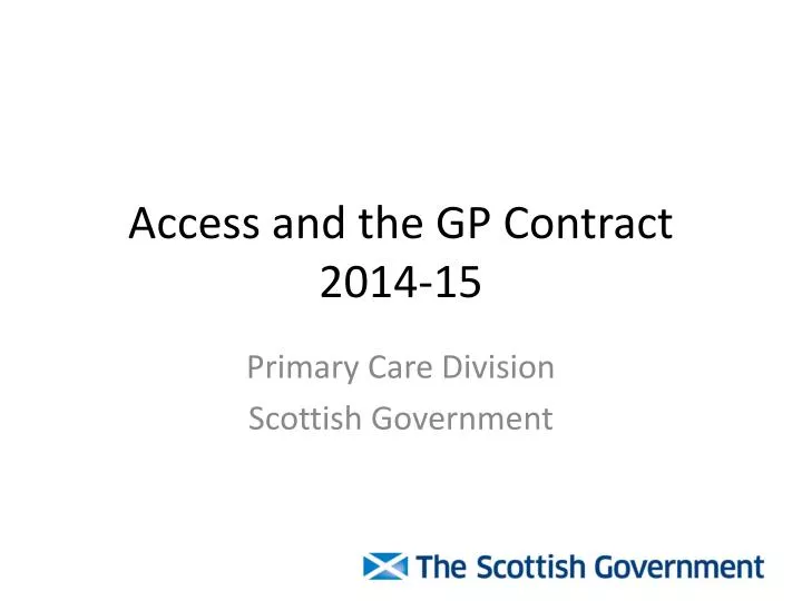 access and the gp contract 2014 15