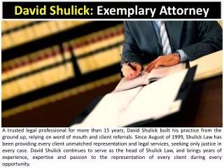 David Shulick: Exemplary Attorney