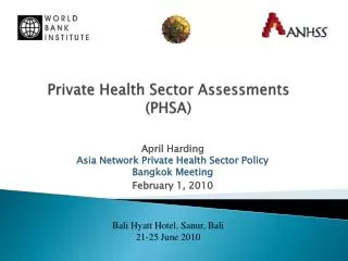 Private Health Sector Assessments (PHSA)