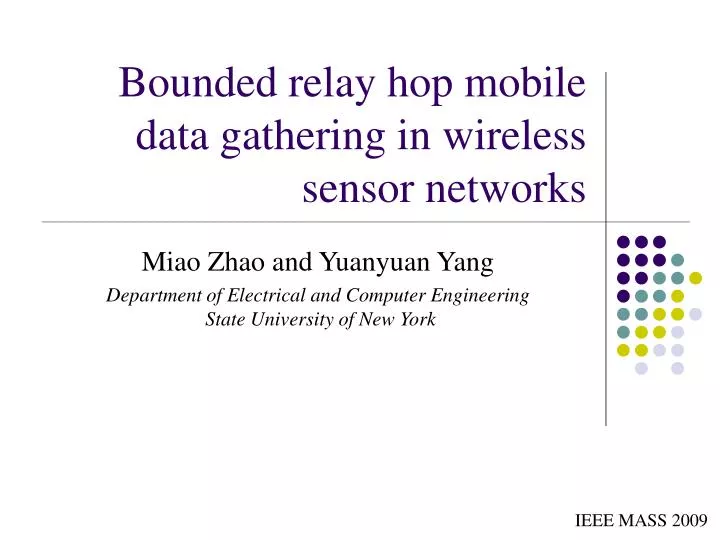 bounded relay hop mobile data gathering in wireless sensor networks