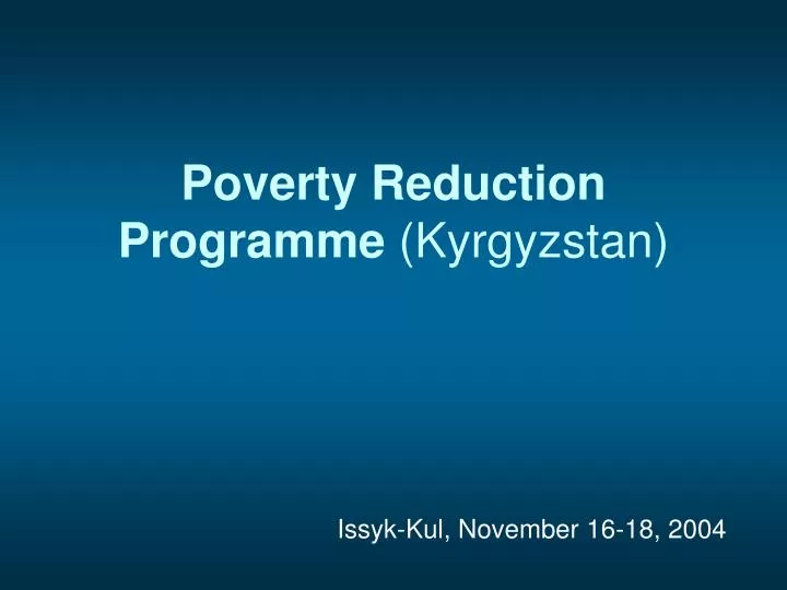 poverty reduction programme kyrgyzstan