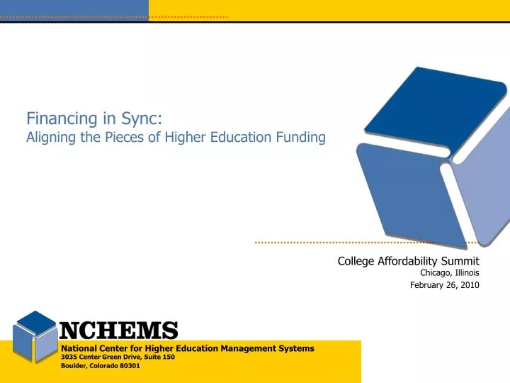 financing in sync aligning the pieces of higher education funding
