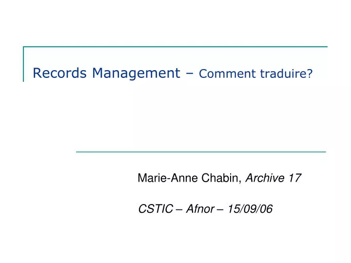 records management comment traduire