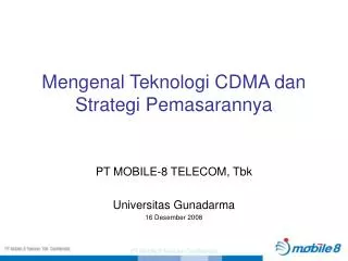 Mengenal Teknologi CDMA dan Strategi Pemasarannya