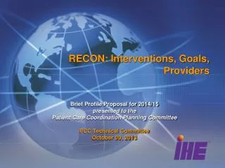 RECON: Interventions, Goals, Providers