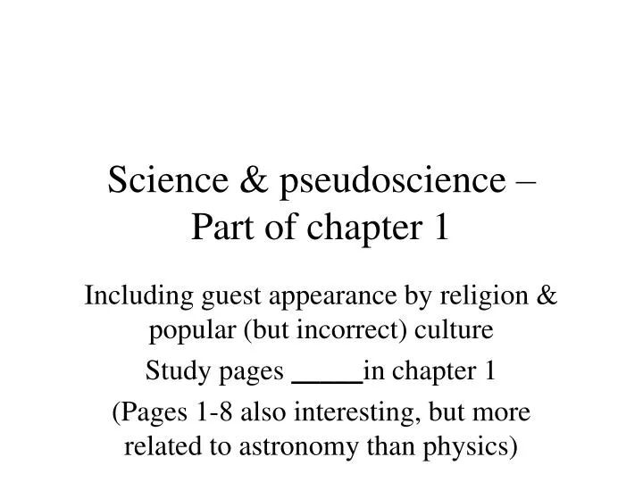 science pseudoscience part of chapter 1