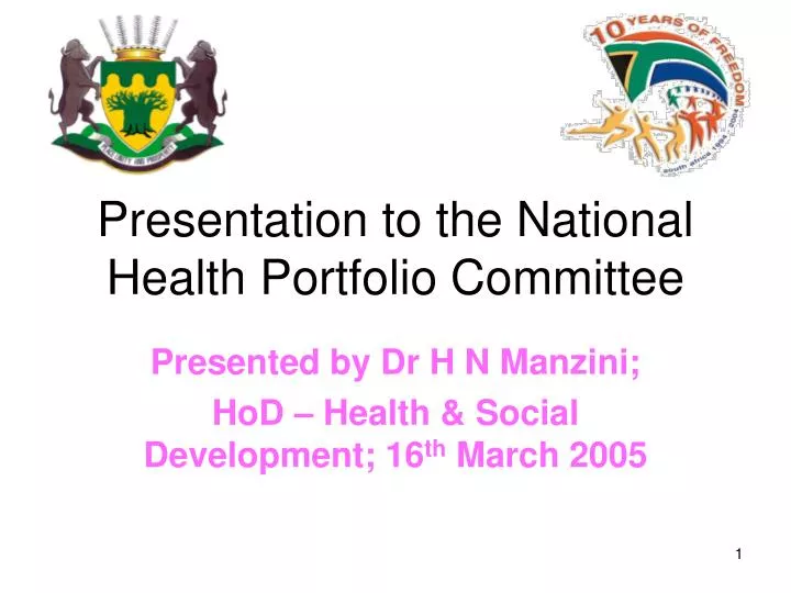 presentation to the national health portfolio committee