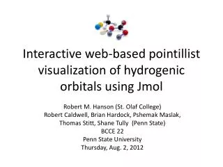 Interactive web-based pointillist visualization of hydrogenic orbitals using Jmol