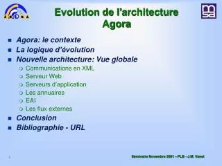 Evolution de l’ architecture Agora