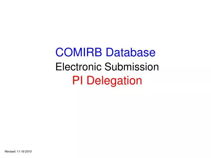 comirb database electronic submission pi delegation