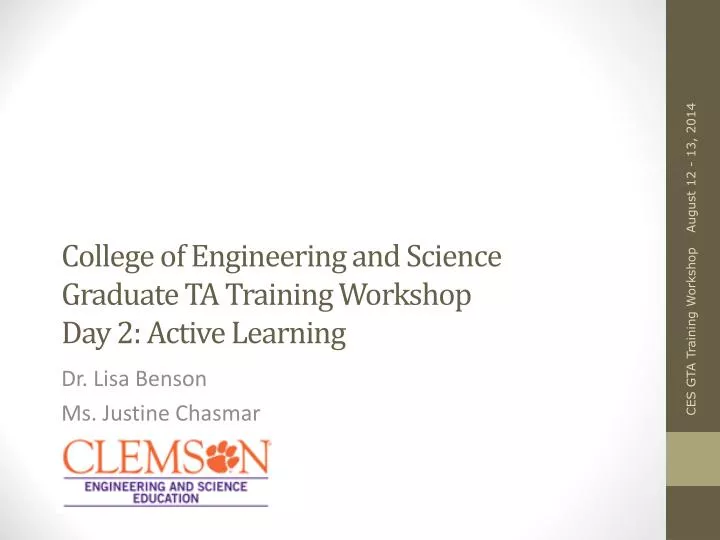 college of engineering and science graduate ta training workshop day 2 active learning
