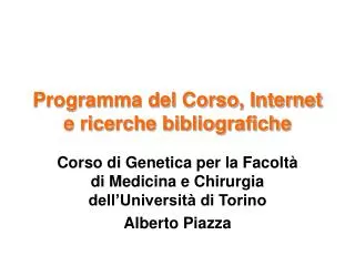 Programma del Corso, Internet e ricerche bibliografiche