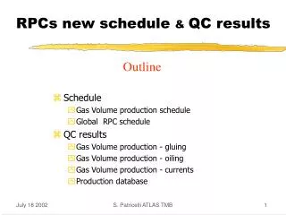 RPCs new schedule &amp; QC results