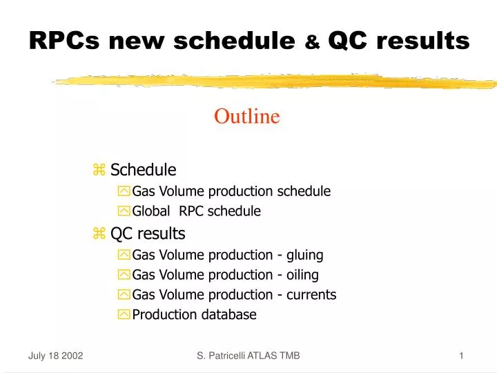 rpcs new schedule qc results