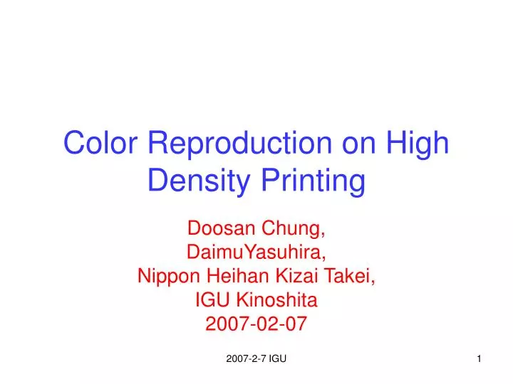 color reproduction on high density printing