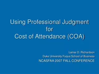 Using Professional Judgment for Cost of Attendance (COA)