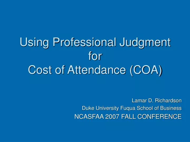 using professional judgment for cost of attendance coa