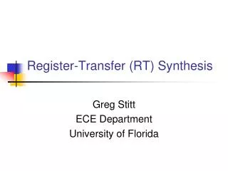 Register-Transfer (RT) Synthesis