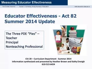 Educator Effectiveness - Act 82 Summer 2014 Update