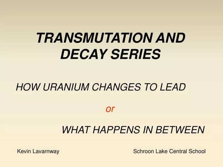 transmutation and decay series