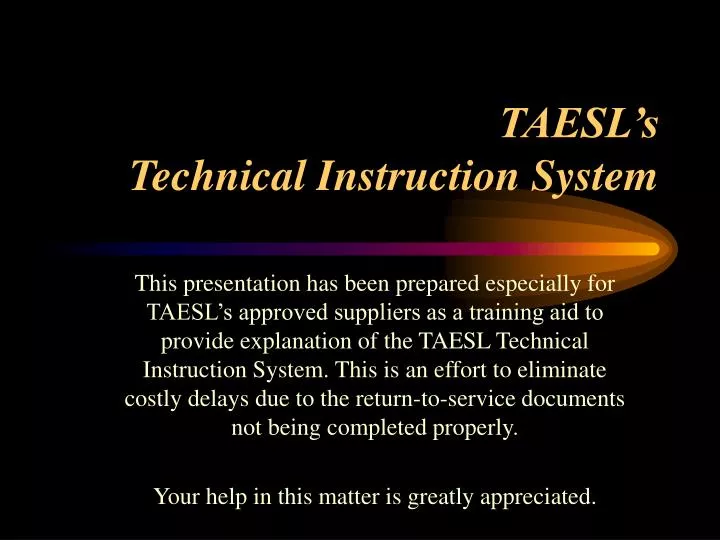 taesl s technical instruction system