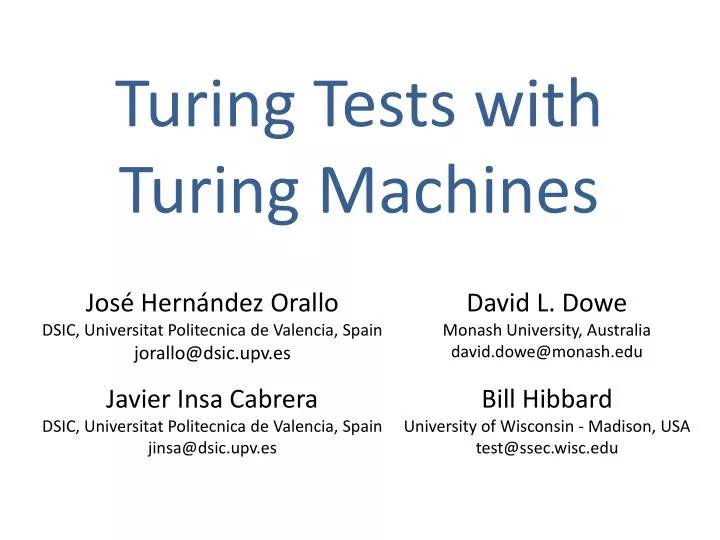 turing tests with turing machines