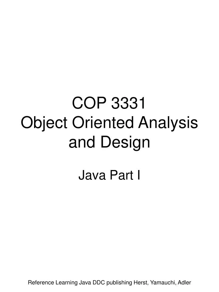 cop 3331 object oriented analysis and design