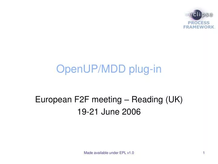 openup mdd plug in
