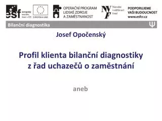 Josef Opočenský Profil klienta bilanční diagnostiky z řad uchazečů o zaměstnání