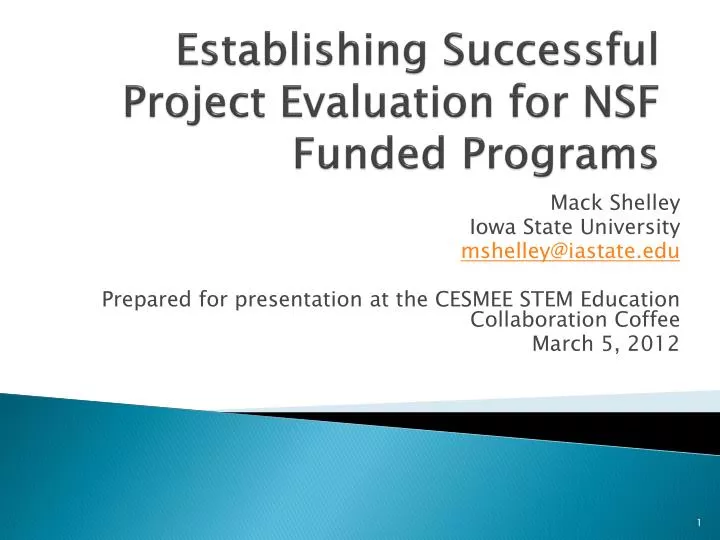establishing successful project evaluation for nsf funded programs