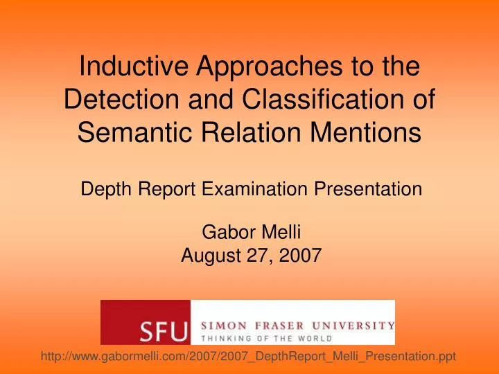 inductive approaches to the detection and classification of semantic relation mentions