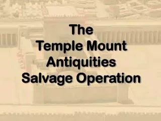 The Temple Mount Antiquities Salvage Operation