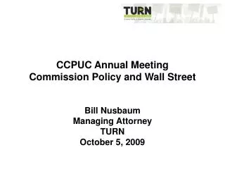 CCPUC Annual Meeting Commission Policy and Wall Street