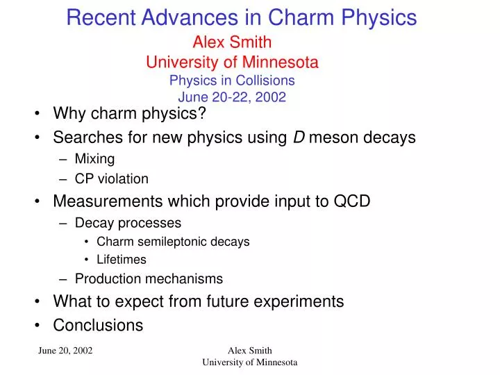 recent advances in charm physics